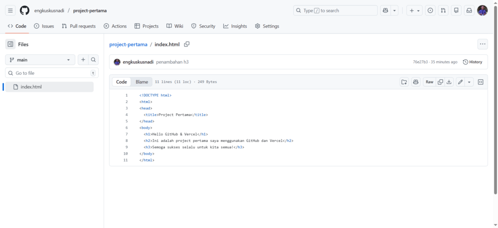 Tutorial Git dan Github Bagian #1 (Deploy ke vercel - server online ...